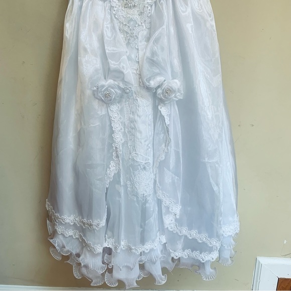 Angels Flower Girl Communion Dress Pearls Rhinestones Sequined Gown Girls Sz 7 - Picture 5 of 16